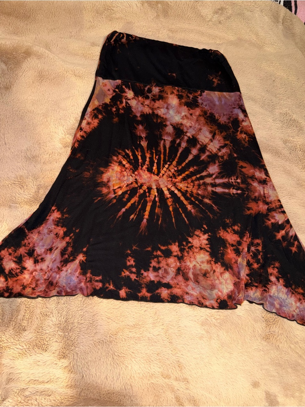 Hawaiian 🌺Tie-Dye Maxi Skirt in Black and Burnt Orange